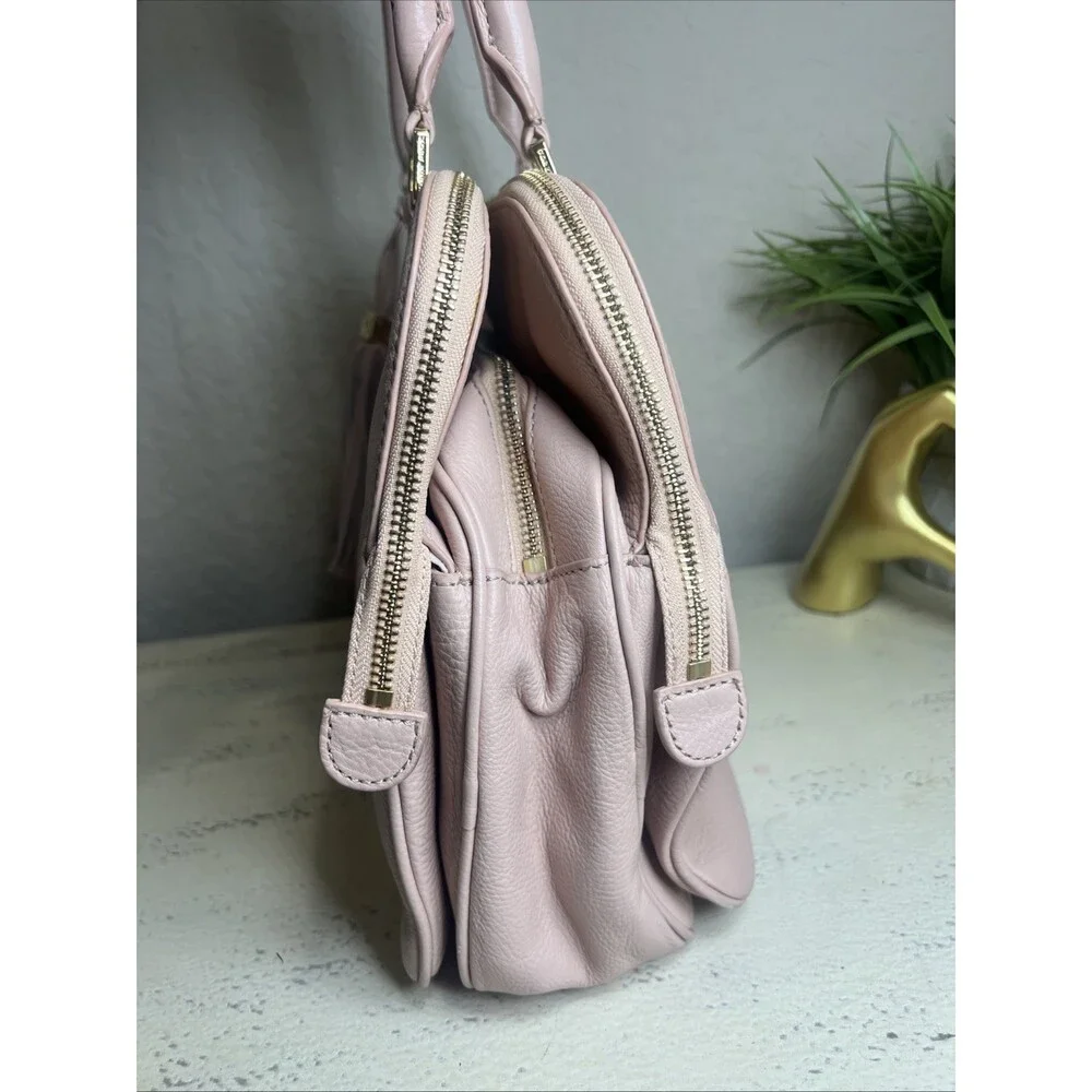 Tory Burch Thea Pale Pink Classic Minimalist Style Satchel Handbag Business Bag